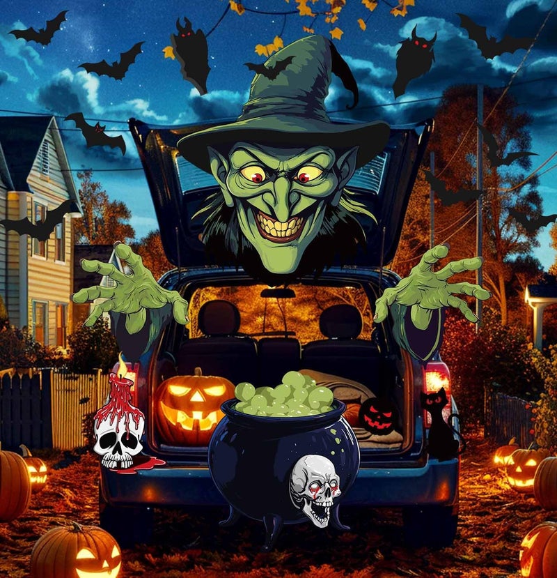 HEIPINIUYE Halloween Witch Trunk or Treat Car Decorations Kit Halloween Trunk or Treat Decorations for SUV Car Garage Door Entryway Archway Witch Party Decorations - Image 2